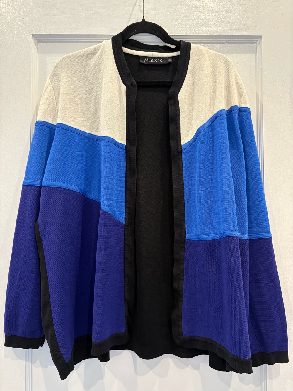 Misook Womens 3X Colorblock Knit Cardigan Sweater Open Front Colorblocl